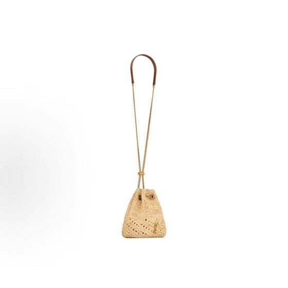 SAINT LAURENT YSL JOECASSANDRE Bucket Bag, hand-held crossbody single-shoulder bag, women\'s style, natural color